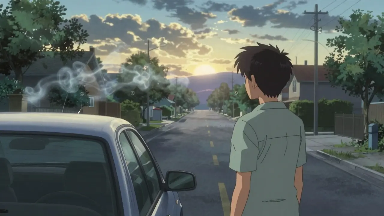 A person driving at dawn after epilepsy surgery, past seizures fading behind them as sunlight illuminates the road ahead.