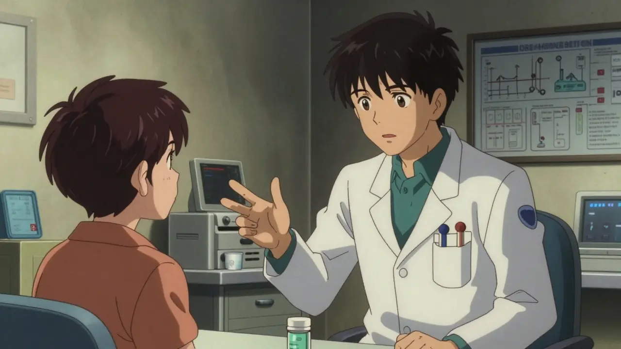 Pediatrician consulting with parent about child sleep safety.