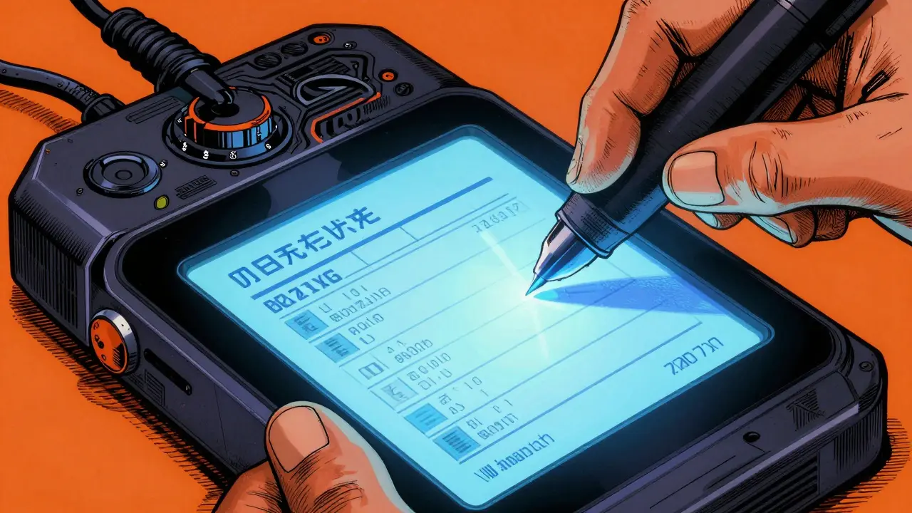 Hand scanning medical prescription with digital reader device