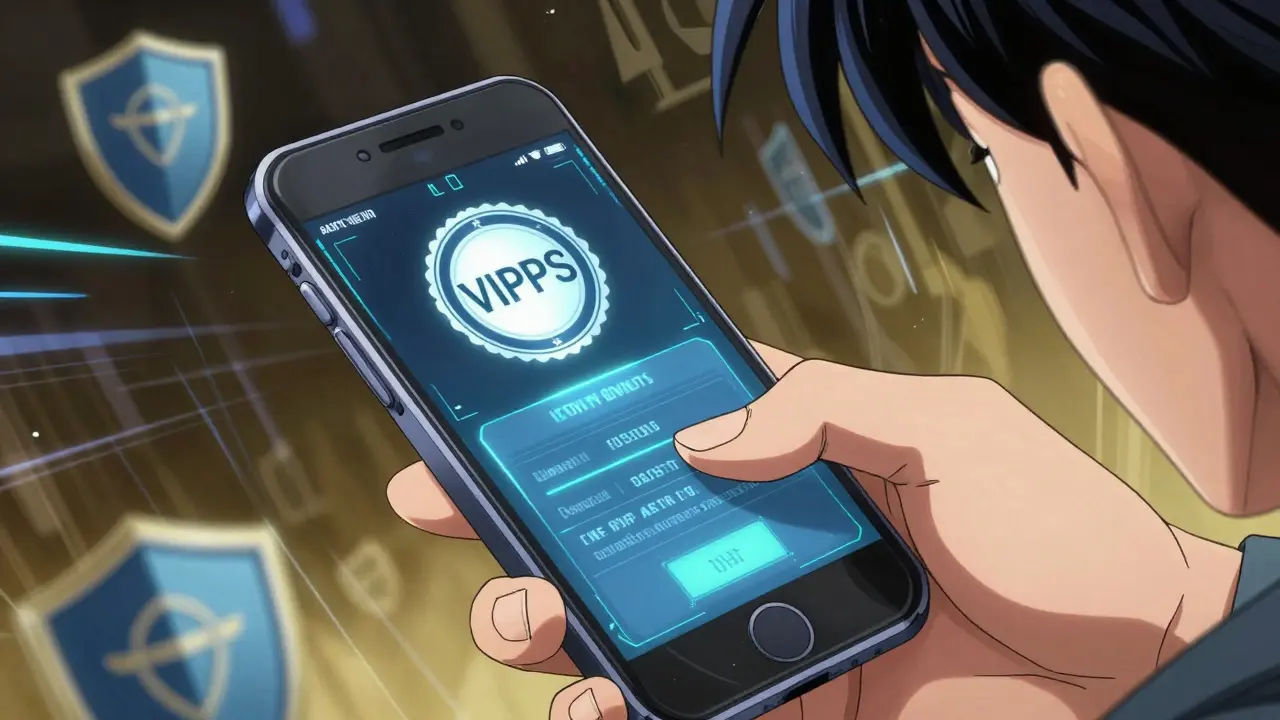 Hand scanning a digital safety seal on a smartphone for online pharmacy verification