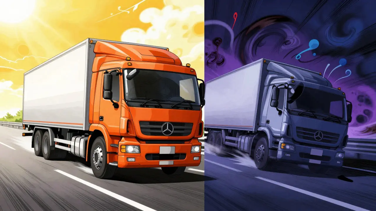 Split-view anime illustration contrasting a safe drive with symptoms of medication-induced impairment
